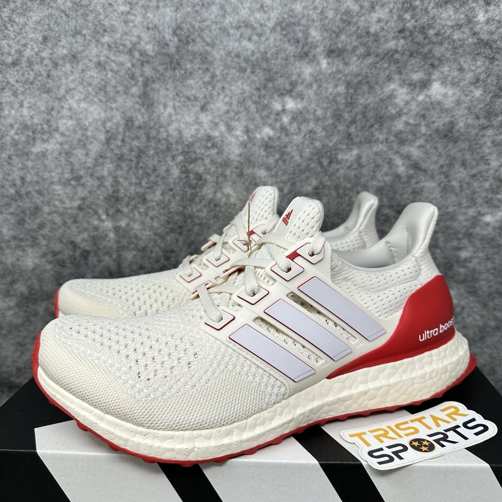 Adidas Ultraboost 1.0 Running Shoes Mens Size 8.5 Chalk White Scarlet JR3149